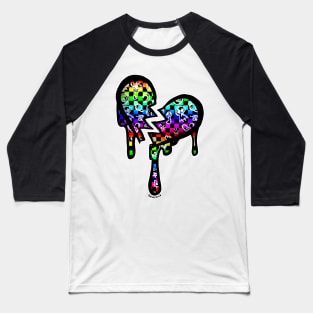 Rainbow Checkerboard Heart Baseball T-Shirt